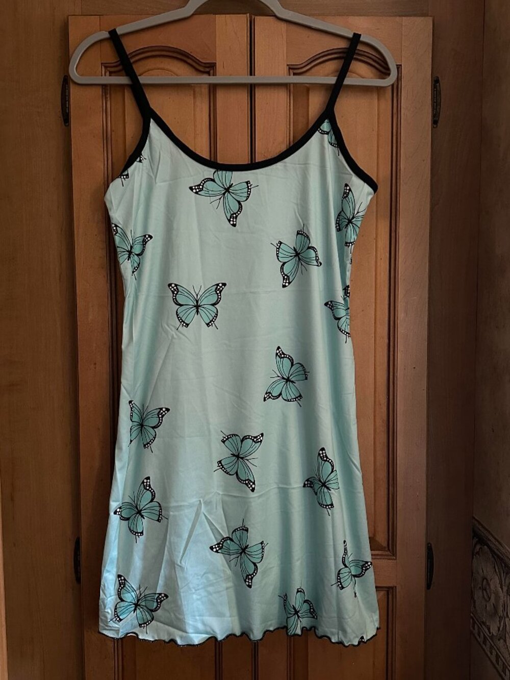 Green Butterfly Spaghetti Strap Nightgown